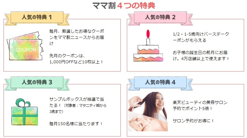 楽天ママ割の特典