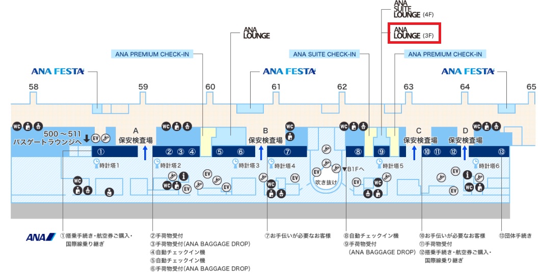 羽田空港 ANA LOUNGE(本館南)場所