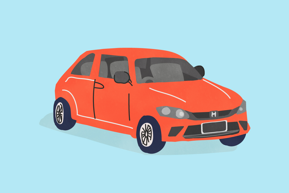 01_Honda車、CIVICシビックのイラスト。カラーは赤、レッド