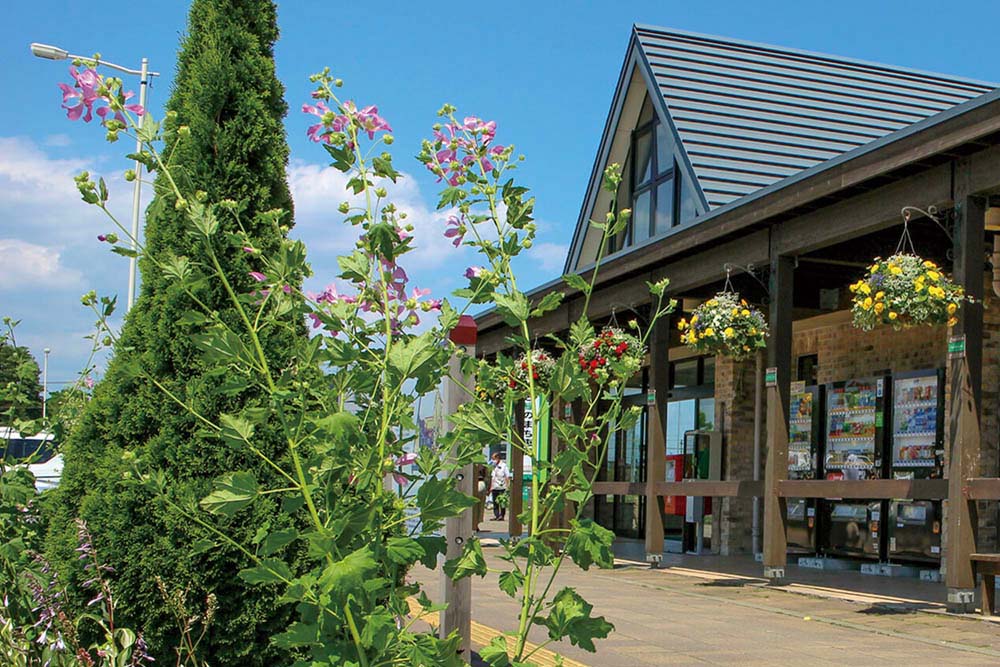 北海道の花の拠点「はなふる」にある道と川の駅「花ロードえにわ」の様子