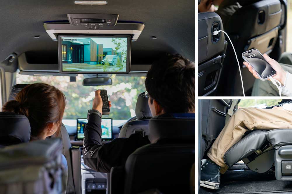 15.6インチのモニター、USB-Cポート、オットマンなど後部座席の装備