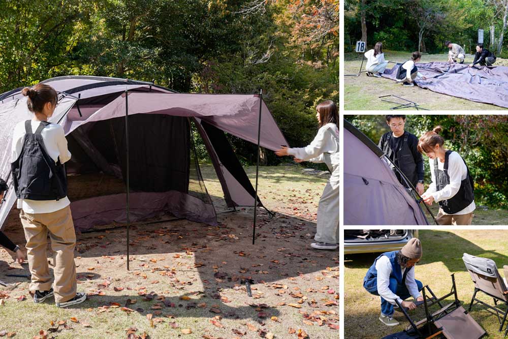 スタッフなら誰でもテント設営ができるラーテルワークス