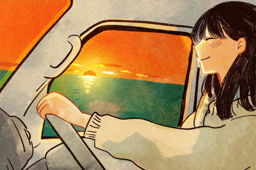 「日本海夕日ライン」の旅を終えたいとうさん