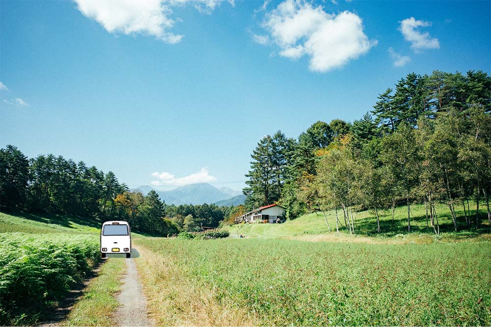 中山高原キャンプ場を出発する白くま