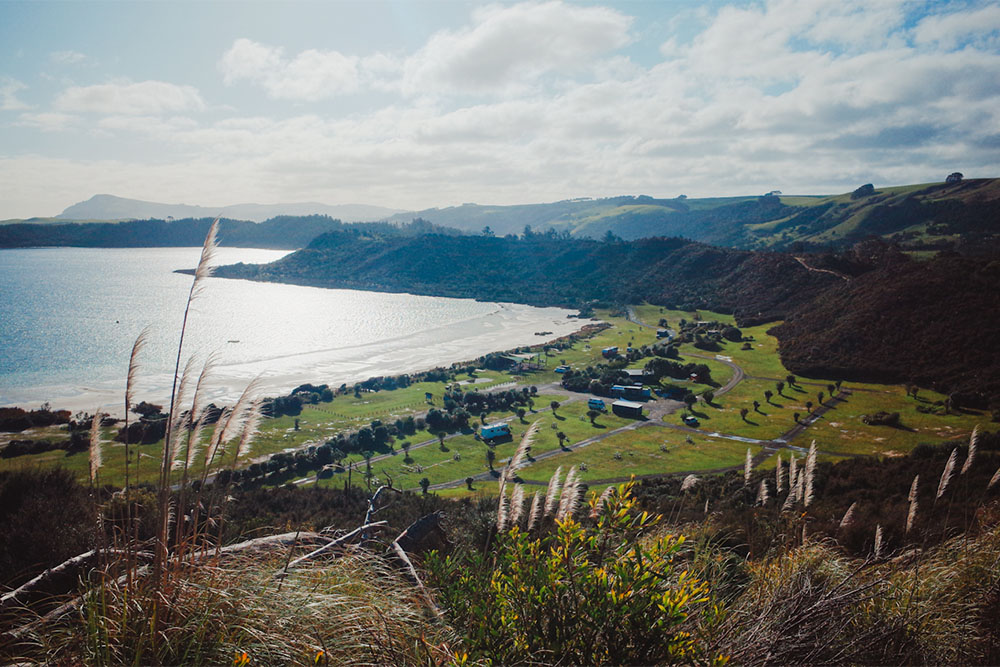 ニュージーランドのキャンプサイトの俯瞰写真