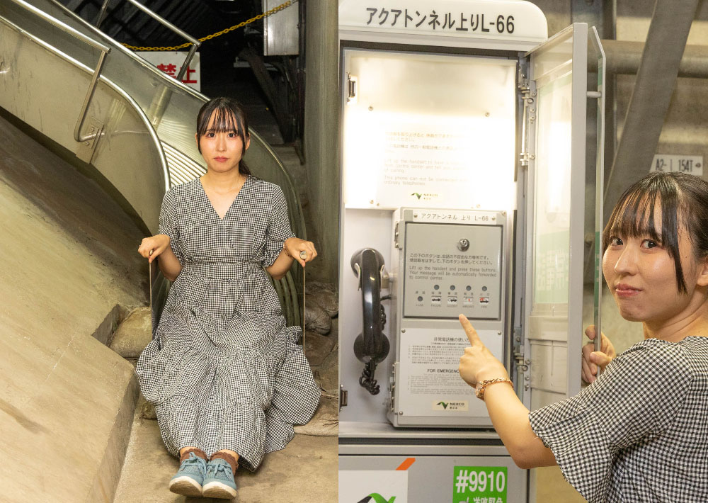 避難連絡路（スロープ）と非常電話