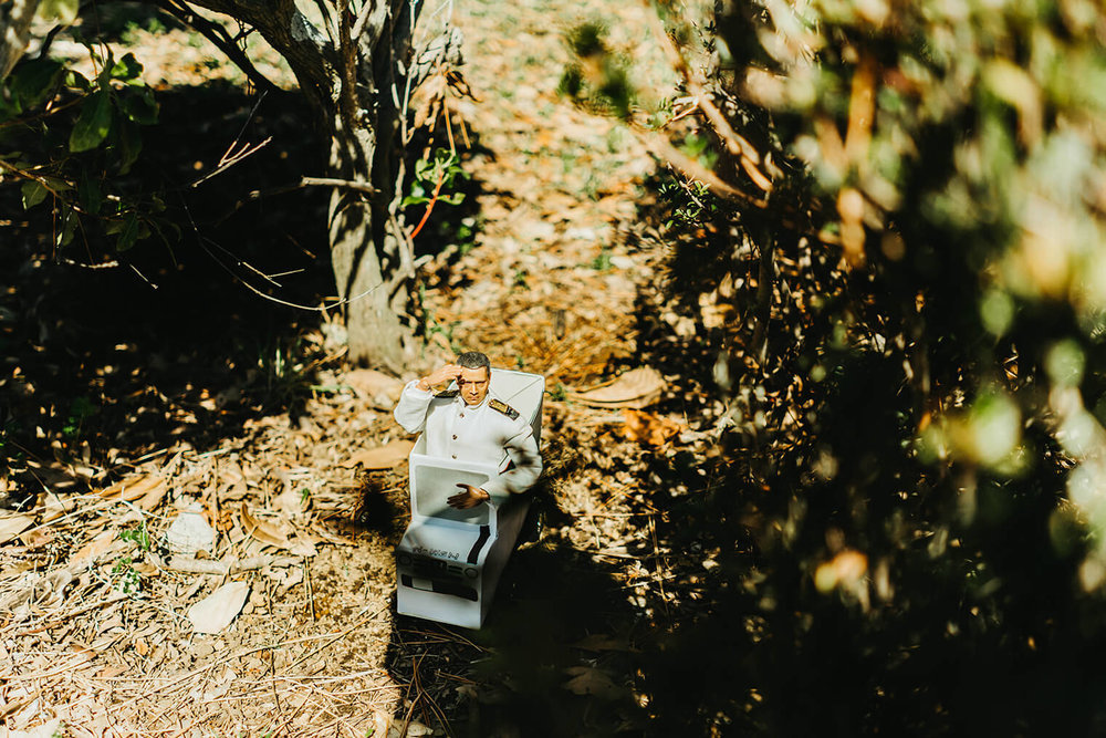 ミフネカーに乗ったミフネさんがきょろきょろして探している