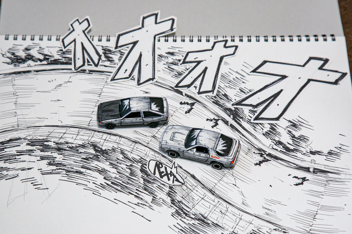 カープラモデルで 頭文字d の世界を再現 マンガ風塗装で話題のshingaさんにお仕事場で取材 カエライフ クルマとカスタムで暮らしをカエるーcustom Enjoy Life カープラモデルで 頭文字d の世界を再現 マンガ風塗装で話題のshingaさんにお仕事場で取材 カエライフ クルマとカスタムで暮らしをカエるーcustom Enjoy Life