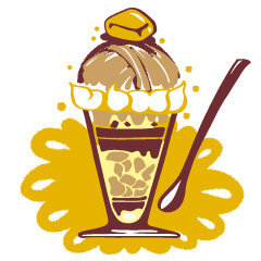 ラブちゃんの占い2020年10月秋_09　八白土星のマロンパフェのイラスト