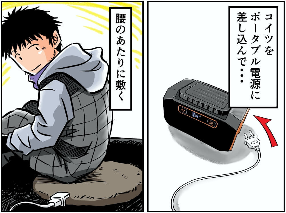 ポータブル電源と車中泊漫画家・井上いちろうさんのイラスト