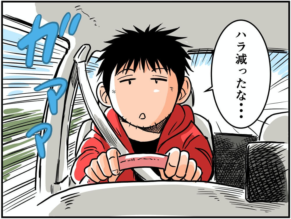 スズキ・エブリイで常磐自動車道（上り）を走る車中泊漫画家・井上いちろうさんのイラスト