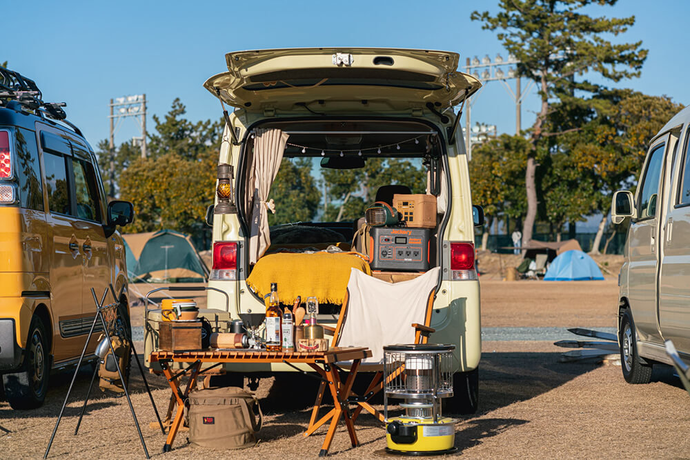 natsucampさんの愛車・ダイハツ タントのテールゲートが開いた状態