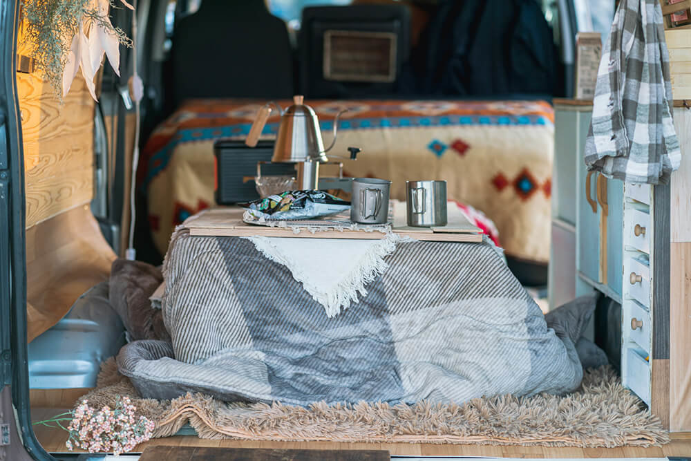 あやかさんの愛車のトヨタ ハイエースの車内