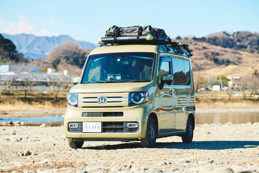 N-VAN ガーデングリーン-メタリック風 充電式扇風機 カスタムペイント