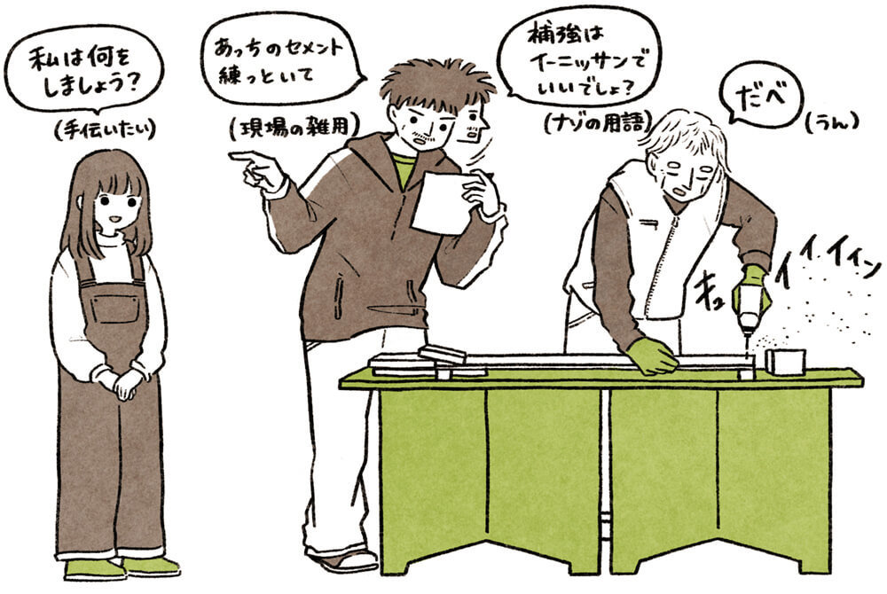 DIYでベッドや引き出しを作るいとうみゆきさんのイラスト