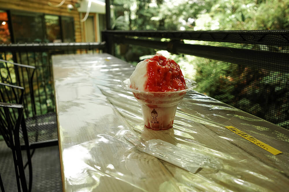 かき氷山田屋で販売している、いちごみるくのかき氷