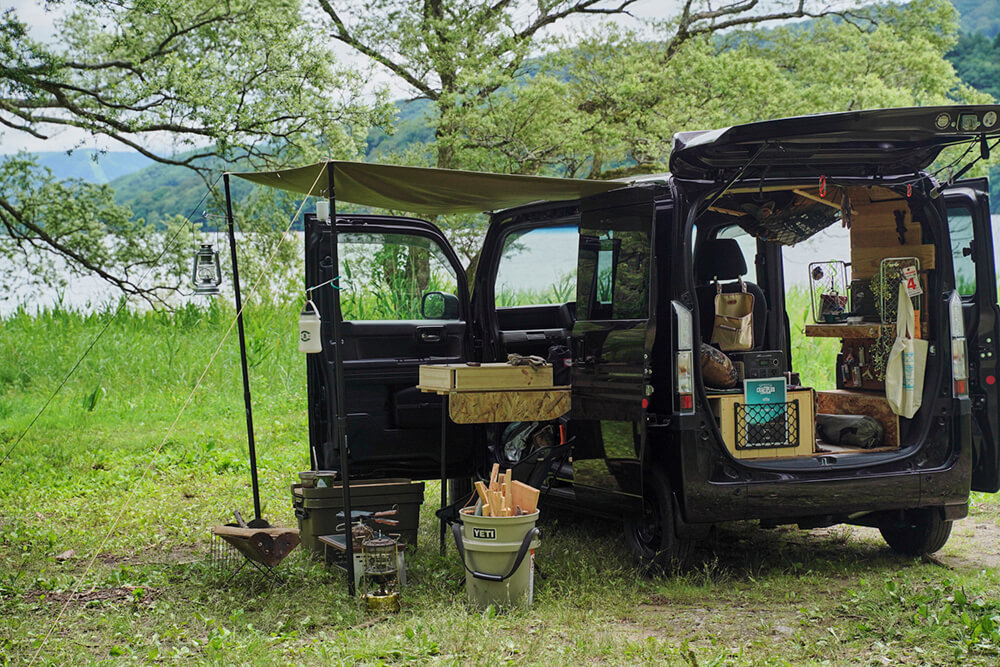 釣り＆ソロキャンプ用にセットされたN-VAN