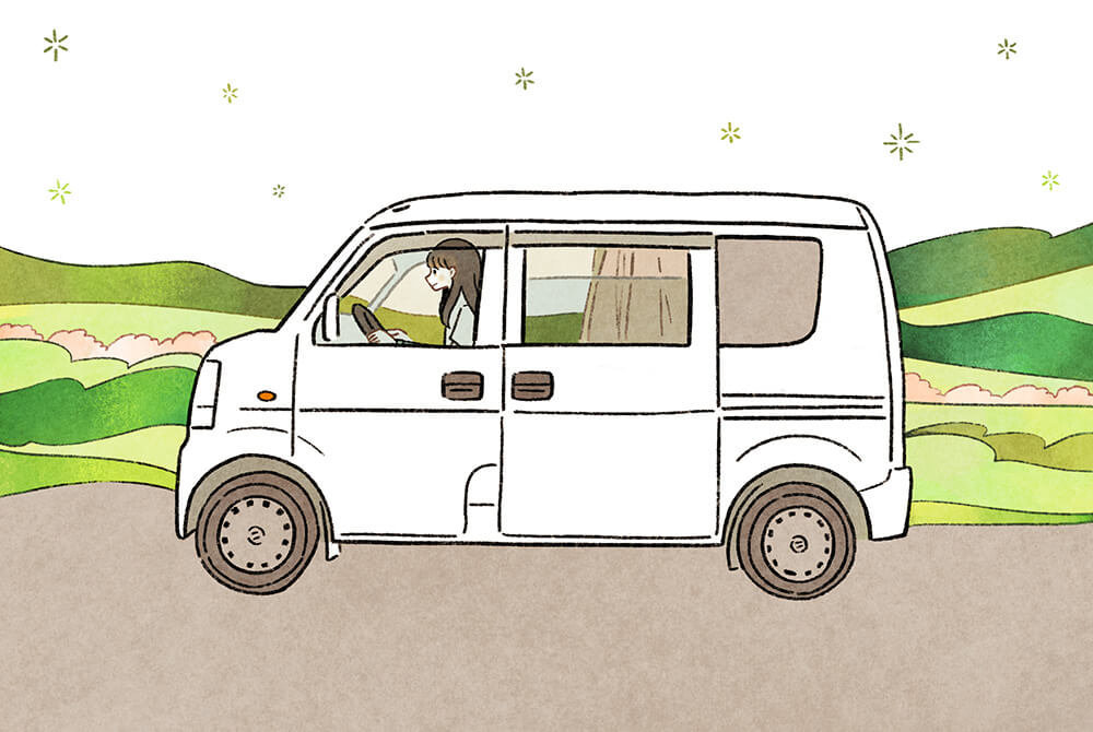 クルマを運転する いとうみゆきさんのイラスト