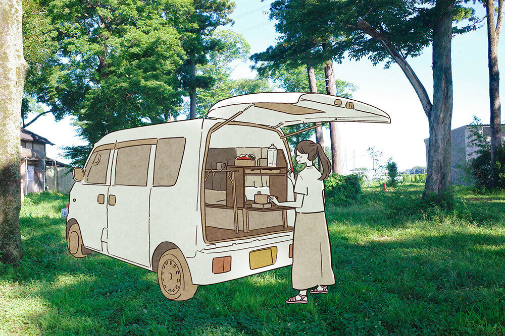 クルマの荷室で料理をする、いとうみゆきさん