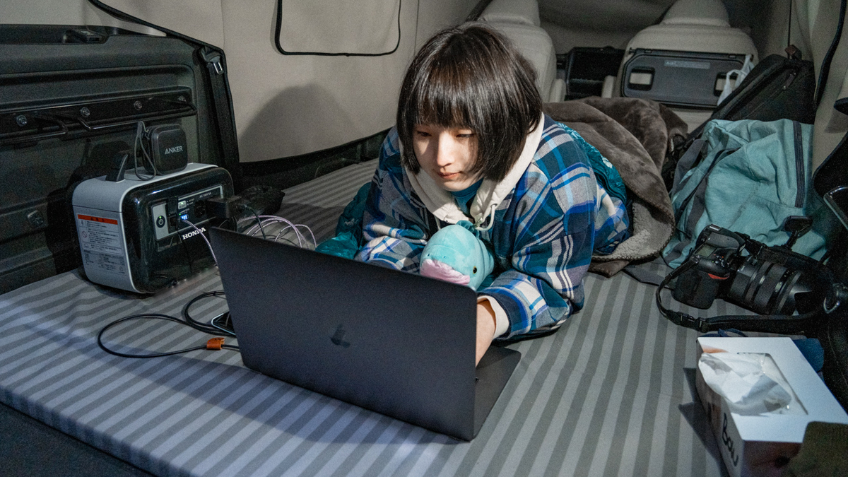 就寝前にくつろいでいる写真