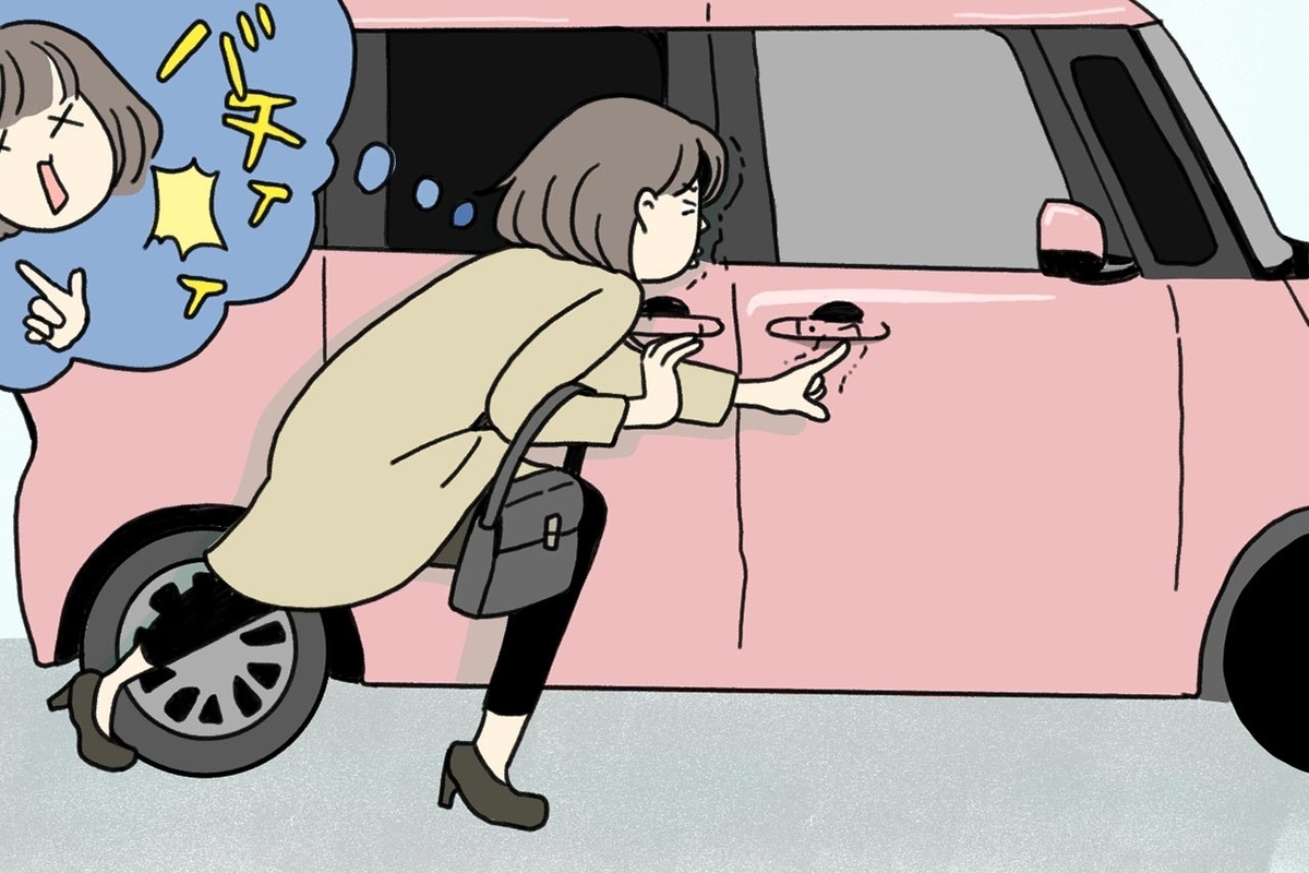 運転あるある〜冬の時期の静電気〜イラスト