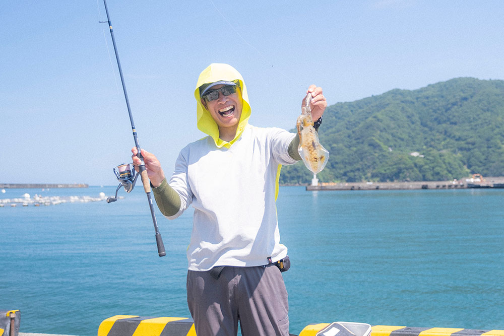 田子港で釣り上げたアオリイカ