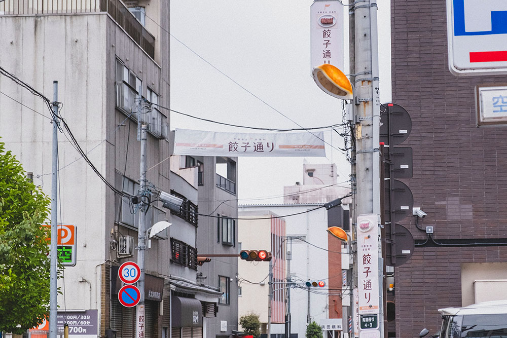 餃子通りの餃子の形をした街灯