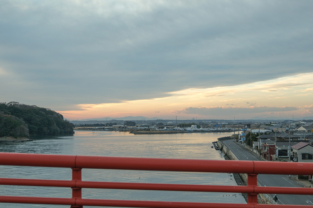 夕焼けがいい感じの大洗町