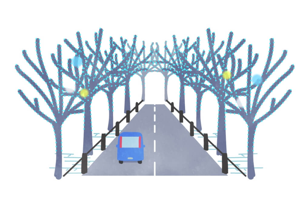 イルミネーション並木のイラスト