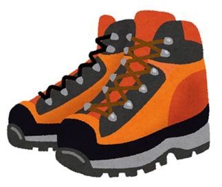 オレンジと黒の2色で描いた登山靴のイラスト
