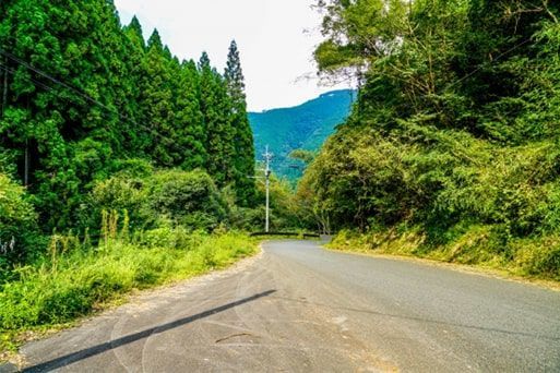 広いアスファルトの山道
