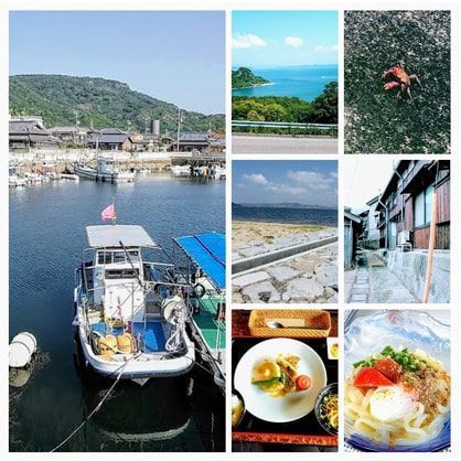 豊島で見た風景や食事の写真7枚