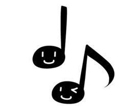 顔が描かれた黒い音符のイラスト