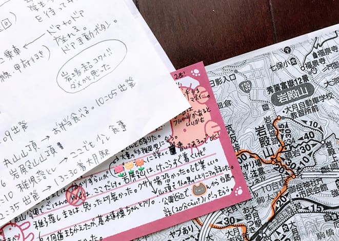 岩殿山の記録が書かれたメモ