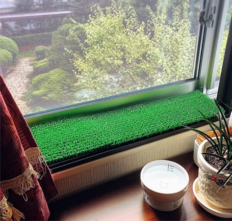 窓辺に敷いた人工芝