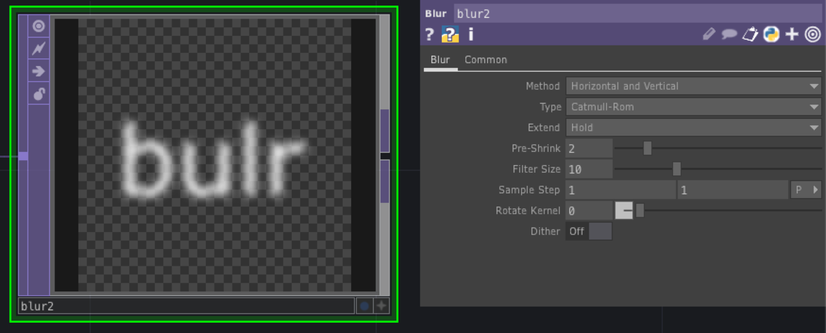 [Blur TOP]のmethodパラメーターについての画像です。