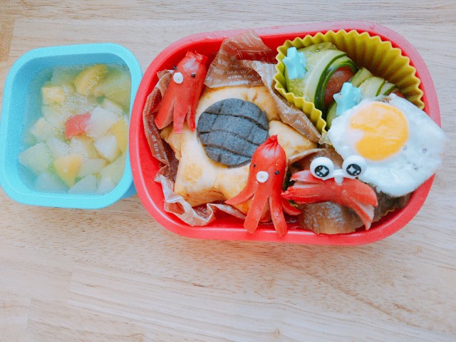 夏 夏 ひまわりパンキャラ弁 冷凍食品を使わず 可愛い幼稚園弁当 カジ子の暮らしの挑戦