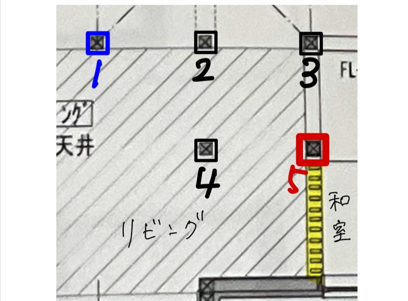 リノベーションで抜けない柱の間取り図