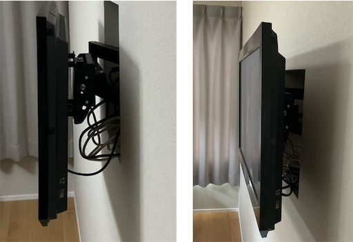 壁掛けテレビの金具の位置を変更したbefore＆after