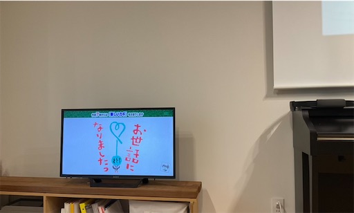 ハンモックに座った状態からのテレビの見え方