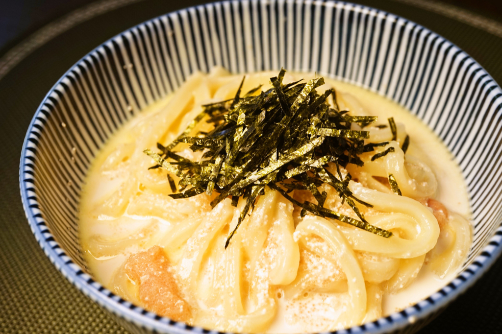 混ぜるだけなのに濃厚で最高に旨い 明太バター醤油クリームうどん はらぺこグリズリーの料理ブログ
