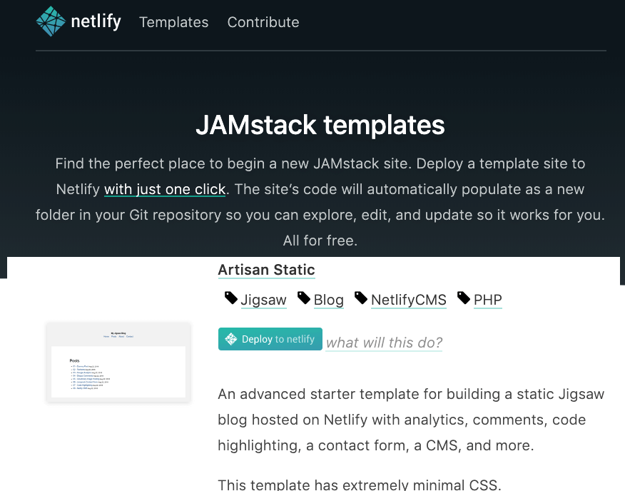 Netlify：JAMstack templates を使った、お手軽サイト作成 かきスタンプ