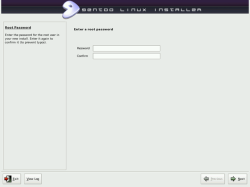GentooInstaller 2008.0 5:管理者パスワードの設定