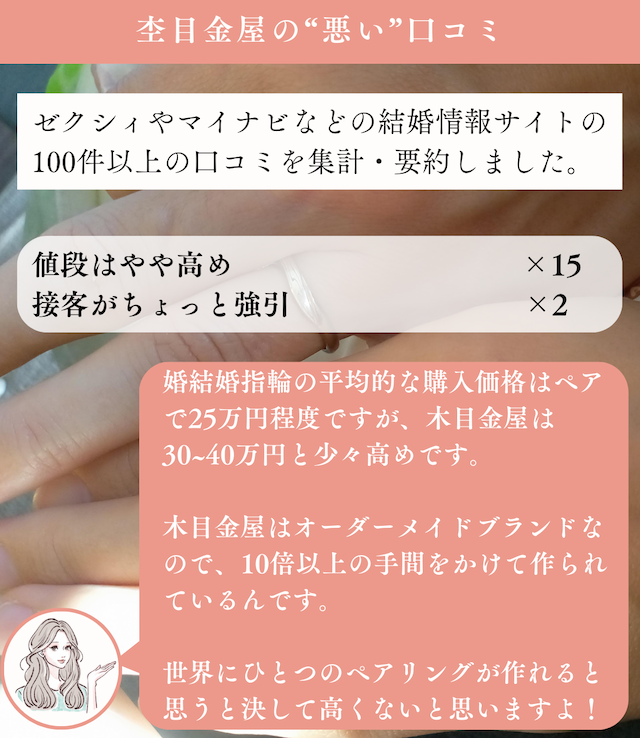 杢目金屋の悪い口コミ