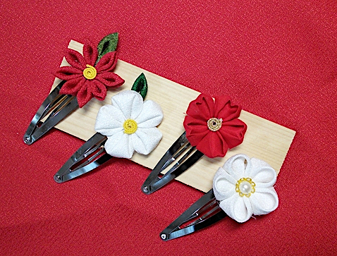 つまみ細工ー色々なパッチン留め - 綾なす