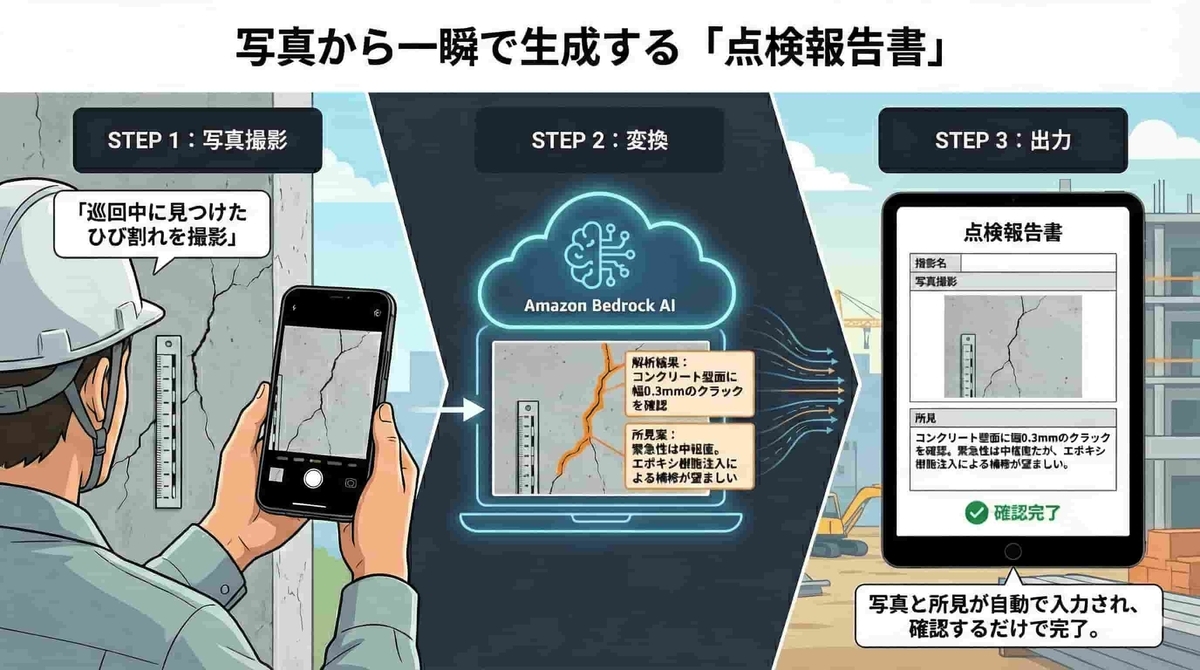 【ケース2】写真から一瞬で生成する「点検報告書」