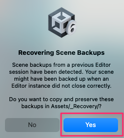 Unityがクラッシュした時に保存してないシーン情報を復元する方法【Unity】 - (:3[kanのメモ帳]