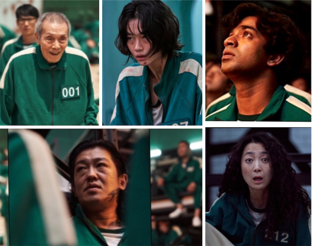 ゲームの参加者たち、老人女性外国人他5人