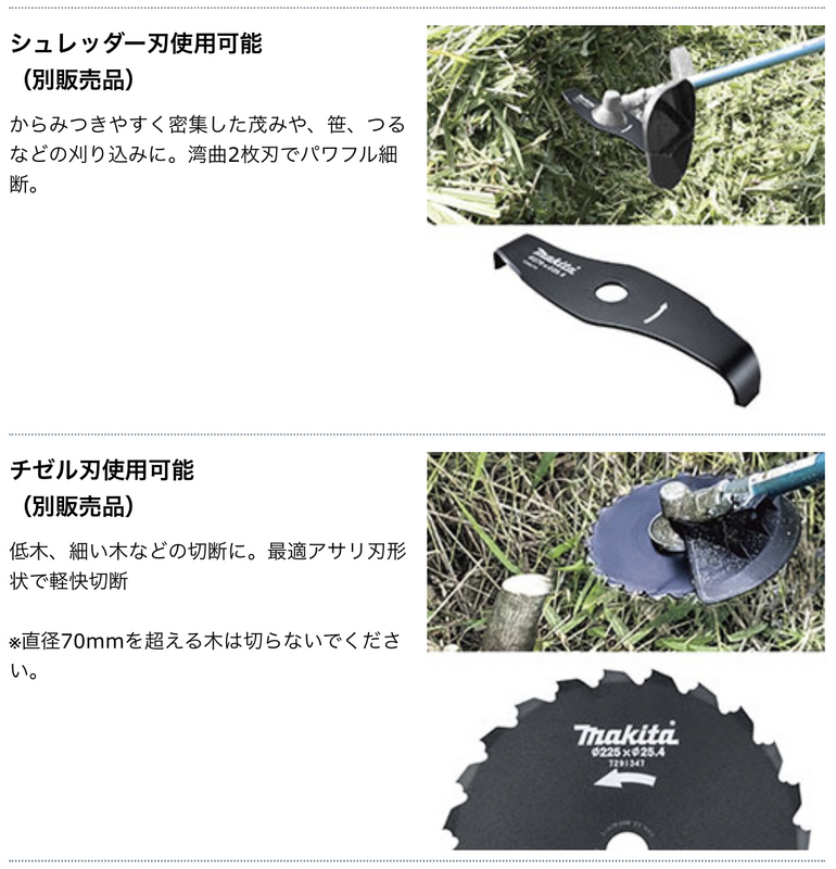 Makitaのシュレッダーブレードを付けている機種は流用できる