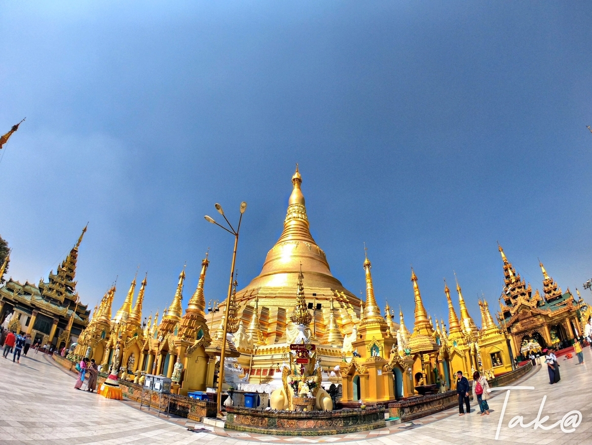 ミャンマー】ヤンゴンにあるシュエダゴン・パゴダは昼も夜も金ぴかです